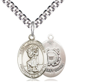 Sterling Silver Saint Christopher Coast Guard Medal Religious Jewelry