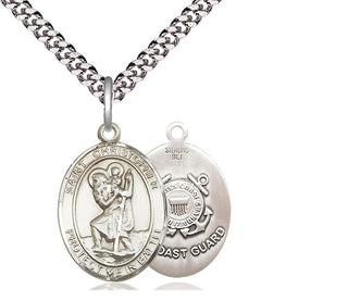 Sterling Silver Saint Christopher Coast Guard Medal Religious Jewelry