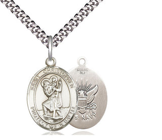 Sterling Silver Saint Christopher Navy Medal Religious Jewelry