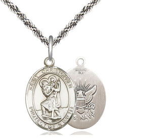 Sterling Silver Saint Christopher Navy Medal Religious Jewelry