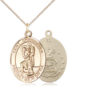 14kt Gold Filled Saint Christopher Air Force Medal Catholic Jewelry