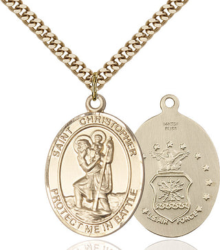 14kt Gold Filled Saint Christopher Air Force Medal Catholic Jewelry