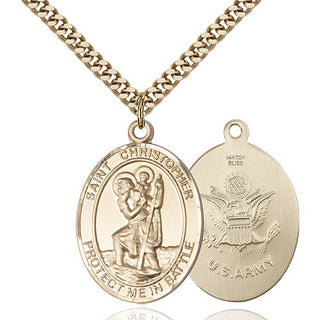 14kt Gold Filled Saint Christopher Army Medal Catholic Jewelry