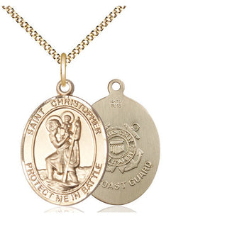 14kt Gold Filled Saint Christopher Coast Guard Medal Catholic Jewelry