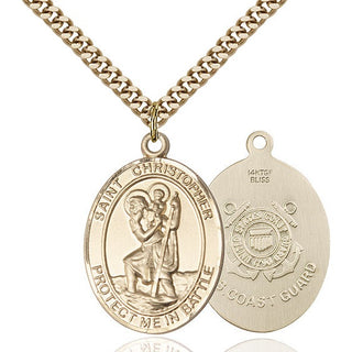 14kt Gold Filled Saint Christopher Coast Guard Medal Catholic Jewelry
