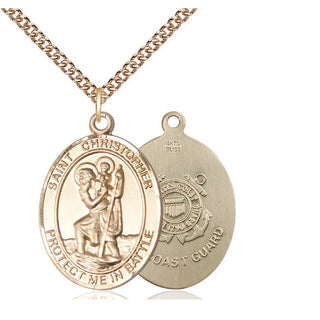 14kt Gold Filled Saint Christopher Coast Guard Medal Catholic Jewelry