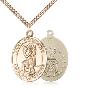 14kt Gold Saint Christopher Air Force Medal