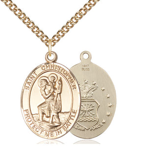 14kt Gold Saint Christopher Air Force Medal