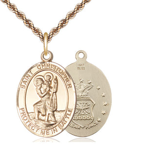 14kt Gold Saint Christopher Air Force Medal