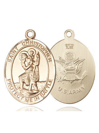 14kt Gold Saint Christopher Army Medal