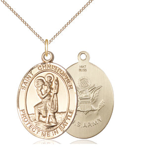 14kt Gold Saint Christopher Army Medal