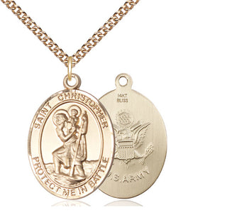 14kt Gold Saint Christopher Army Medal