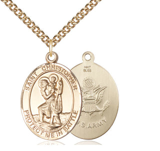 14kt Gold Saint Christopher Army Medal