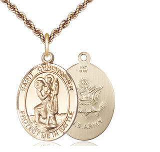 14kt Gold Saint Christopher Army Medal