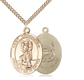 14kt Gold Saint Christopher Coast Guard Medal