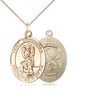 14kt Gold Saint Christopher National Guard Medal