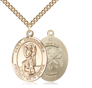 14kt Gold Saint Christopher National Guard Medal
