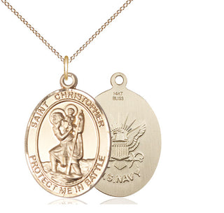 14kt Gold Saint Christopher Navy Medal
