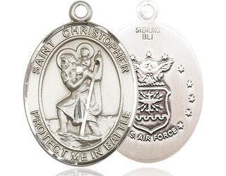 Sterling Silver Saint Christopher Air Force Medal Catholic Jewelry