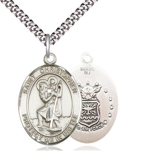 Sterling Silver Saint Christopher Air Force Medal Catholic Jewelry