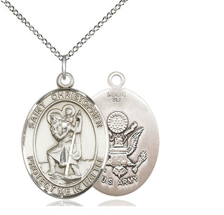 Sterling Silver Saint Christopher Army Medal Catholic Jewelry
