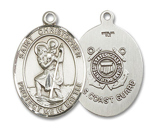 Sterling Silver Saint Christopher Coast Guard Medal Catholic Jewelry