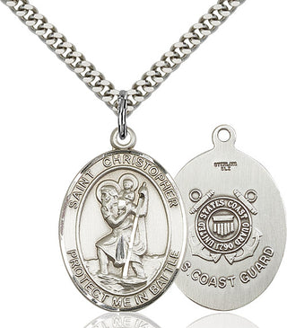 Sterling Silver Saint Christopher Coast Guard Medal Catholic Jewelry