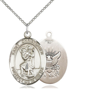 Sterling Silver Saint Christopher Navy Medal Catholic Jewelry