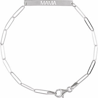 Sterling Silver Mama Bar 7" Bracelet