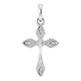 14K White Vintage-Inspired Cross Pendant