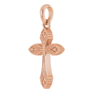14K Rose Vintage-Inspired Cross Pendant