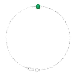 Sterling Silver 5 mm Lab-Grown Emerald 6 1/2-7 1/2" Bracelet