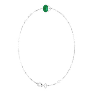 Platinum 6 mm Lab-Grown Emerald 6 1/2-7 1/2" Bracelet