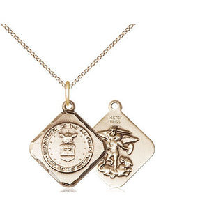 14kt Gold Filled Air Force Diamond Medal Religious Jewelry