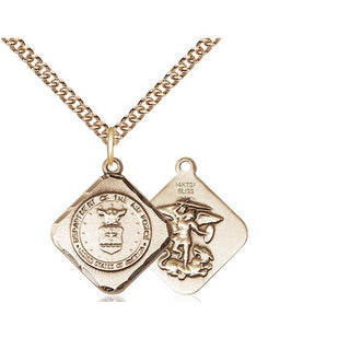 14kt Gold Filled Air Force Diamond Medal Religious Jewelry