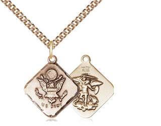 14kt Gold Filled Army Diamond Medal Religious Jewelry