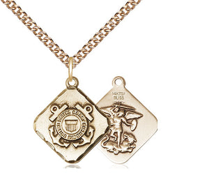 14kt Gold Filled Coast Guard Diamond Medal Religious Jewelry