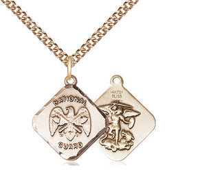 14kt Gold Filled National Guard Diamond Medal Religious Jewelry