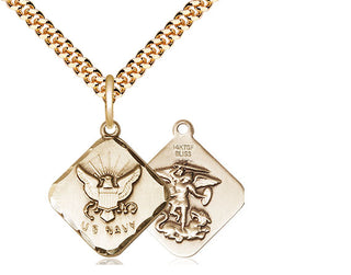 14kt Gold Filled Navy Diamond Medal Religious Jewelry