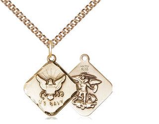 14kt Gold Filled Navy Diamond Medal Religious Jewelry