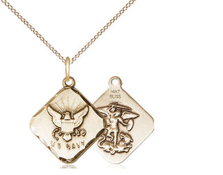 14kt Gold Navy Diamond Medal