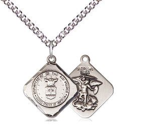 Sterling Silver Air Force Diamond Medal Religious Jewelry