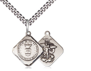 Sterling Silver Air Force Diamond Medal Religious Jewelry