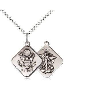Sterling Silver Army Diamond Medal Religious Jewelry