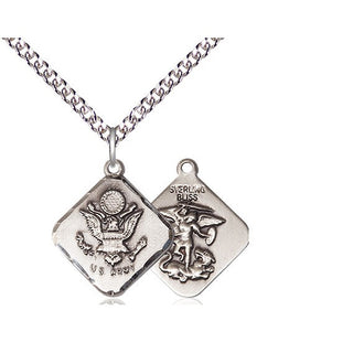 Sterling Silver Army Diamond Medal Religious Jewelry