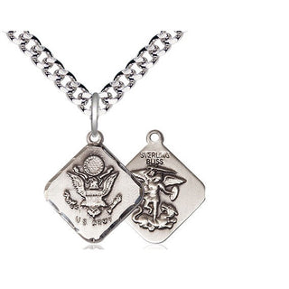 Sterling Silver Army Diamond Medal Religious Jewelry