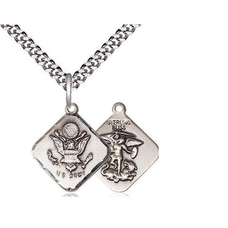 Sterling Silver Army Diamond Medal Religious Jewelry