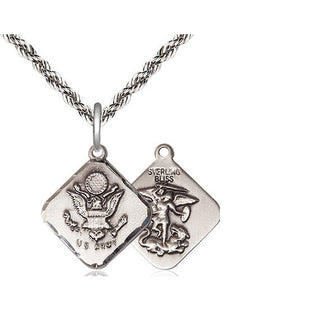 Sterling Silver Army Diamond Medal Religious Jewelry