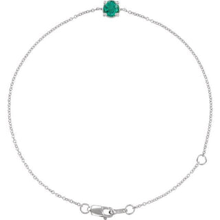 Sterling Silver Natural Emerald  6 1/2-7-1/2" Bracelet