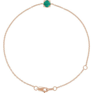 14K Rose Lab-Grown Emerald  6 1/2-7-1/2" Bracelet